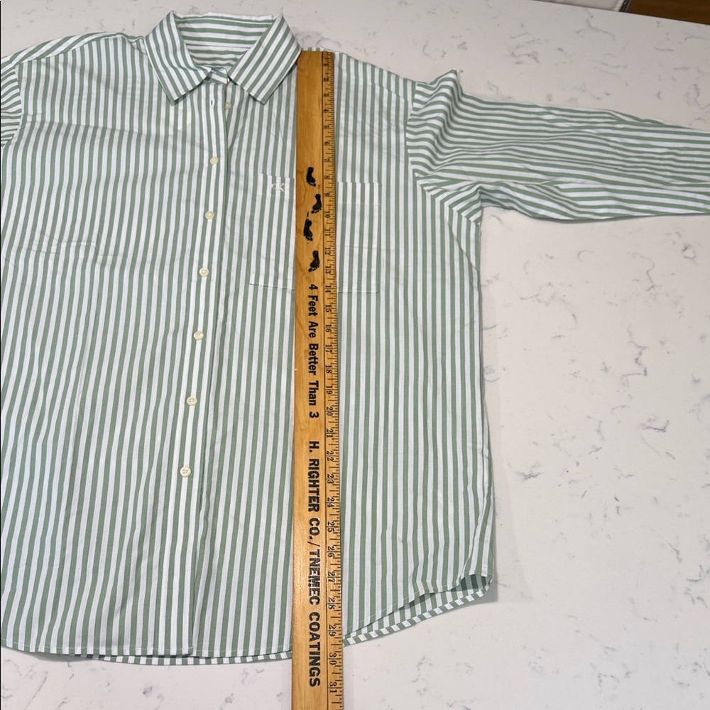 Calvin Klein Jeans women’s green Striped Shirt size M - Picture 7 of 11